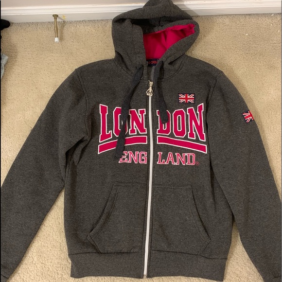 LONDON ENGLAND ZIP UP HOODIE - Picture 1 of 4